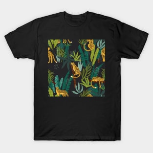 Leopard in a jungle print T-Shirt